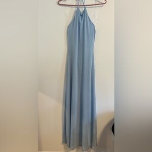 Mistyrose light blue sparkle halter dress